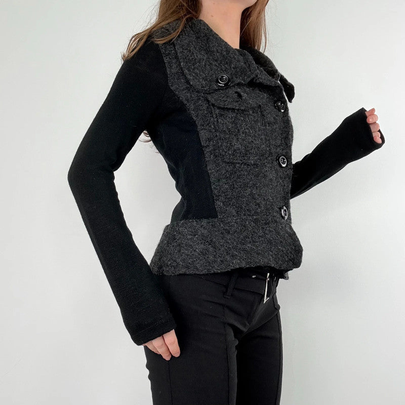 asymmetric wool high neck slouchy jacket