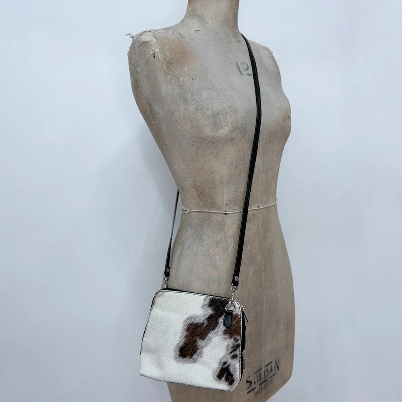 cowhide pony fur crossbody bag
