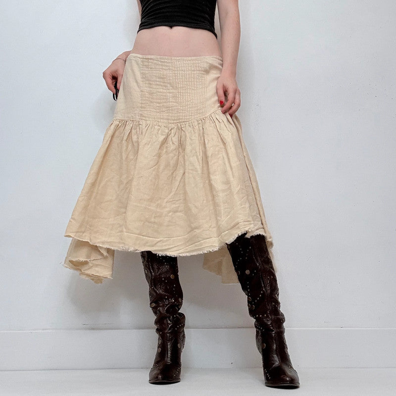 linen pleated gathered skirt