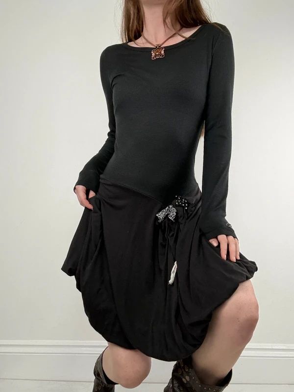 cop copine long sleeve pleated puff dress