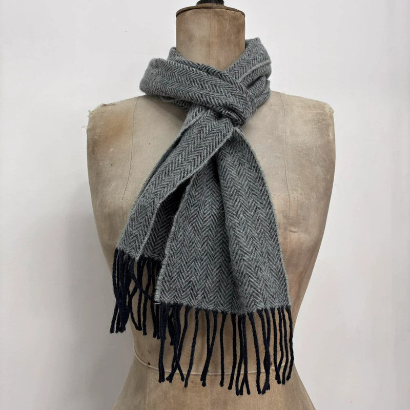 soft grey wool knit scarf