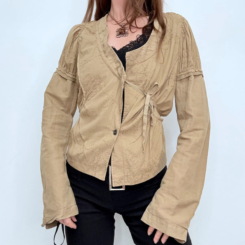 brown flared asymmetric fairy grunge jacket