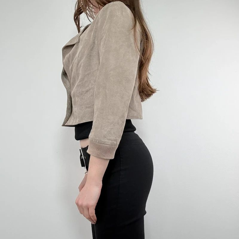 tan suede cropped boxy jacket