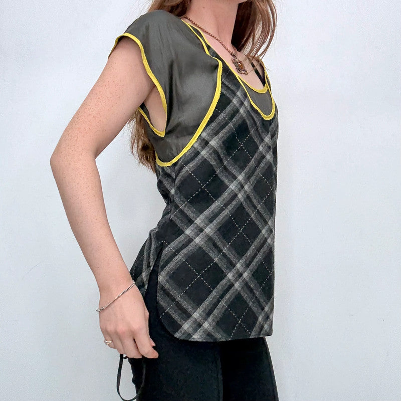 tartan layered fitted shirt