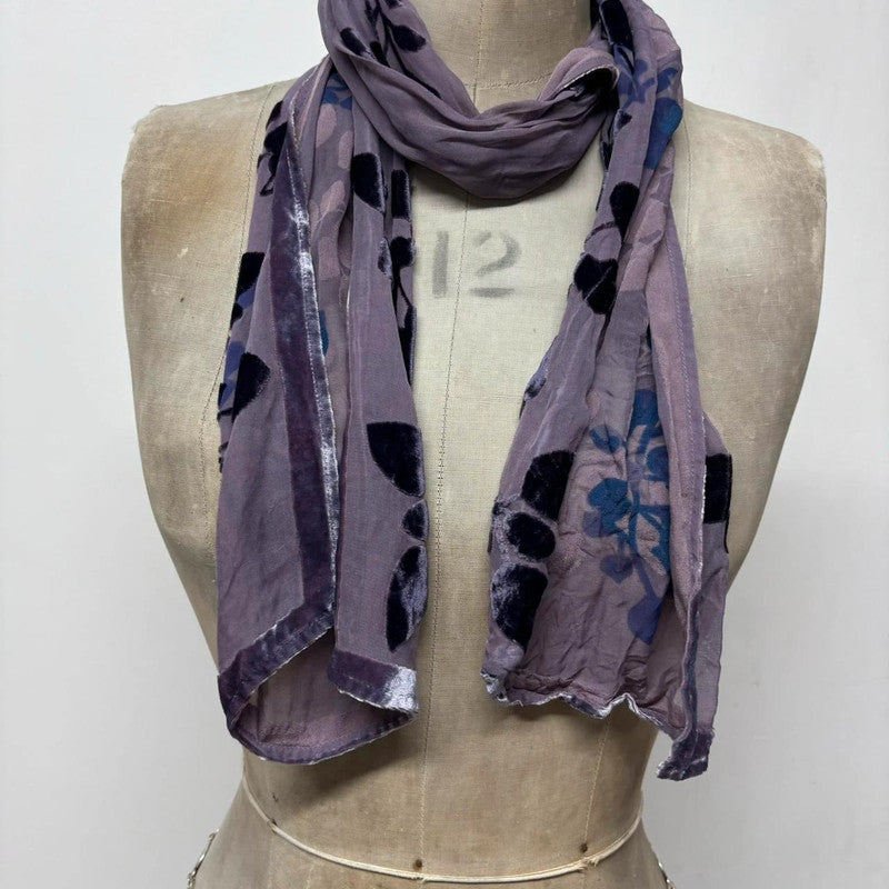 velvet sheer floral silk scarf