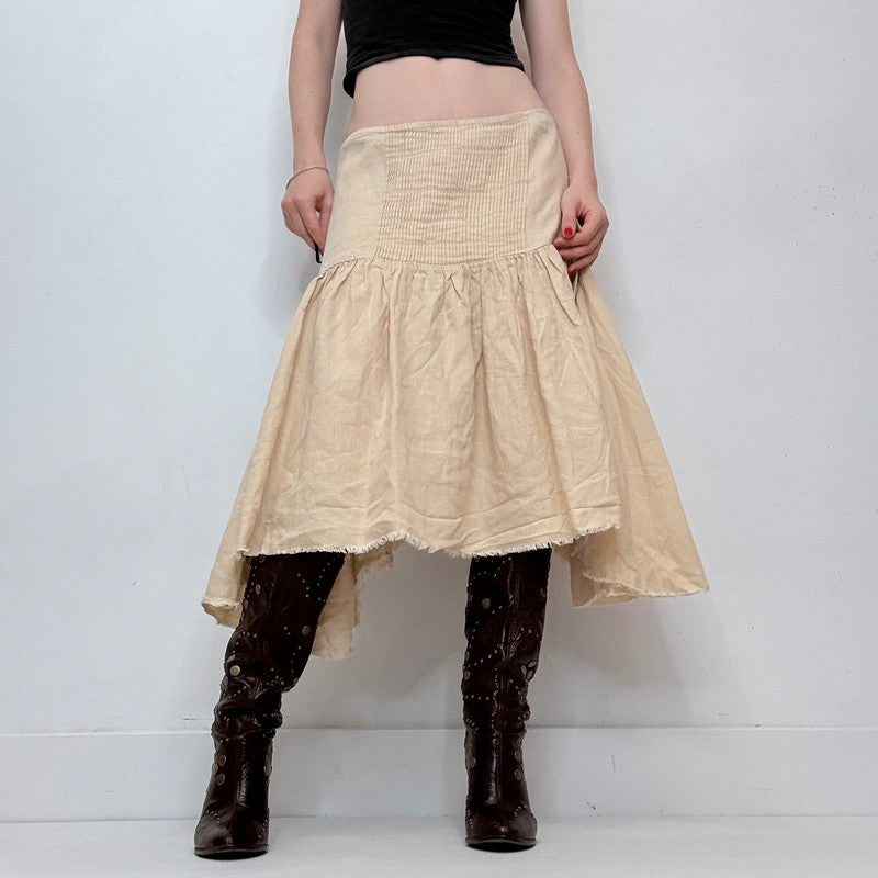 linen pleated gathered skirt