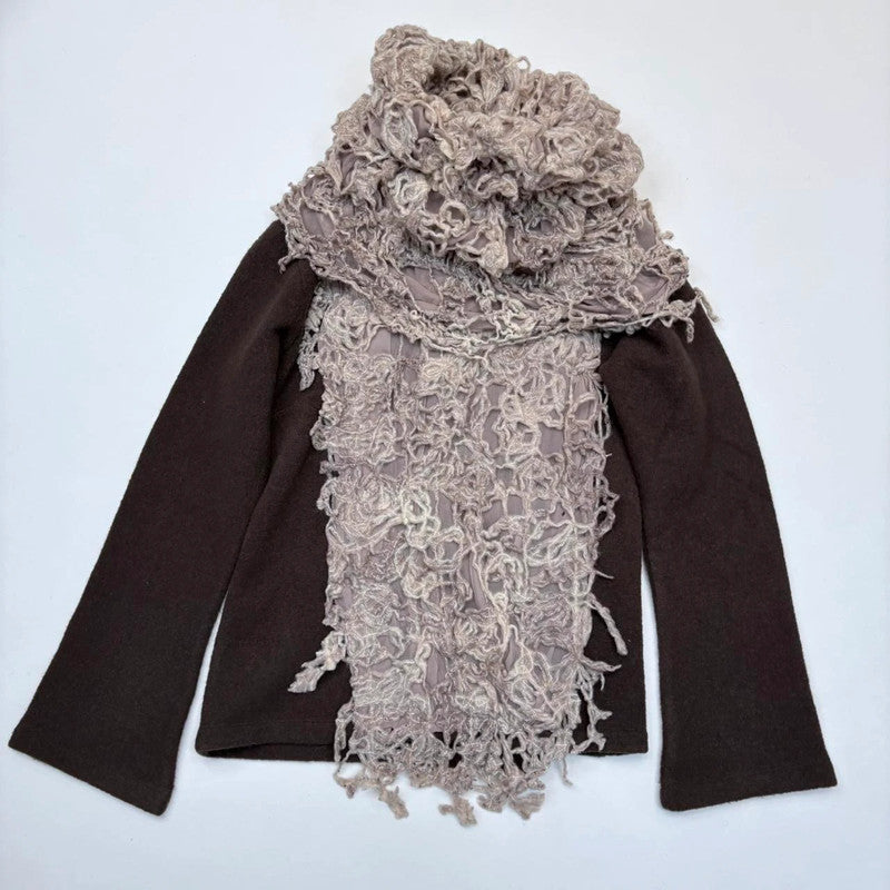 distressed flared wool cashe jumper