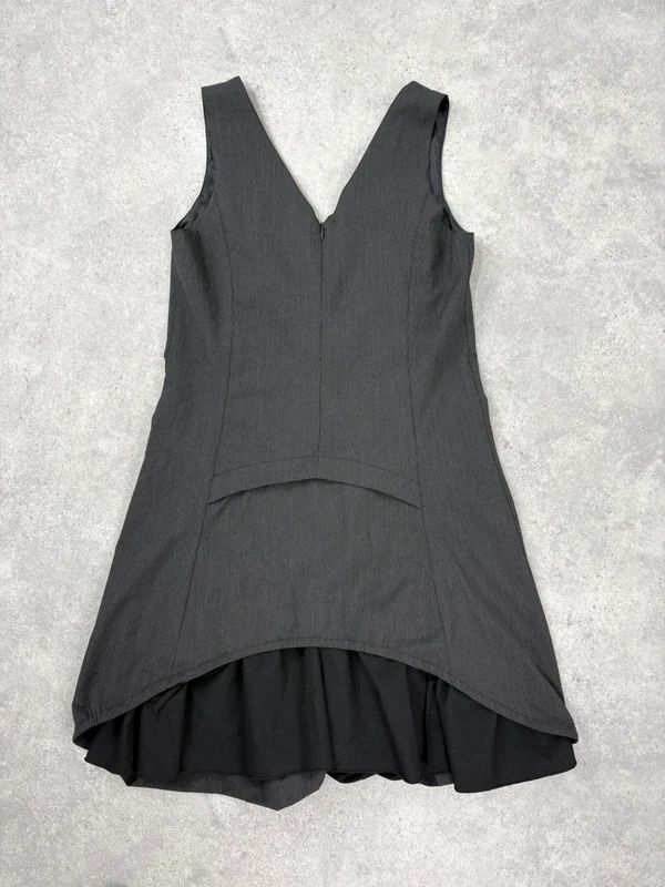 black deconstructed flared midi dress