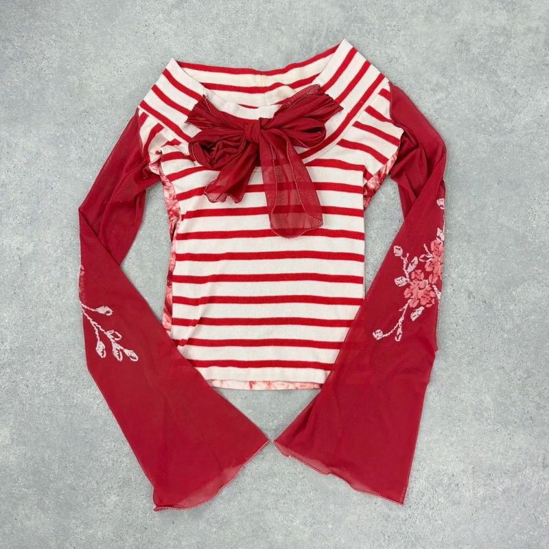 Save the Queen striped flared shirt