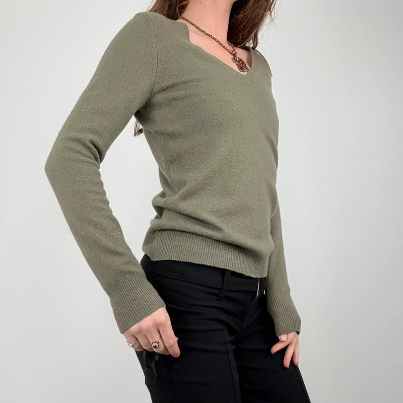 khaki wool knitted jumper