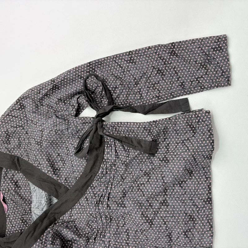 brown polkadot wrap shirt