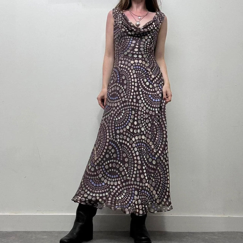 polkadot silk bias cut dress
