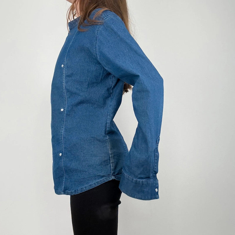 asymmetric denim chef shirt