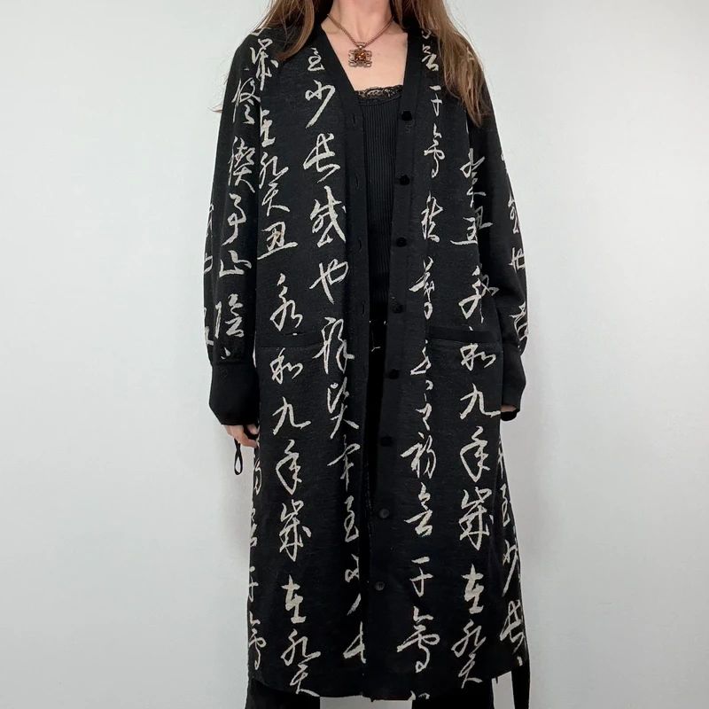 Hanae Mori Longline Wool Cardigan