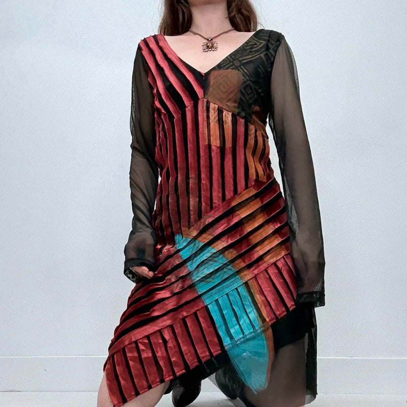 distressed asymmetric midi dress