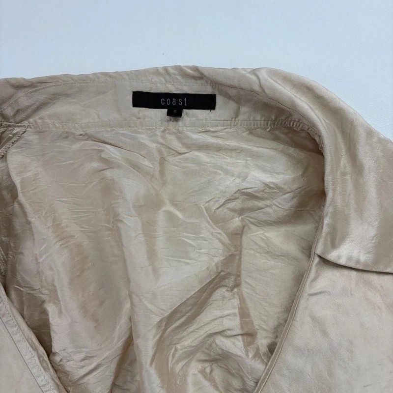 gathered crinkle silk structured wrap shirt