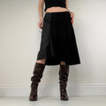 black panelled pleated midi skirt