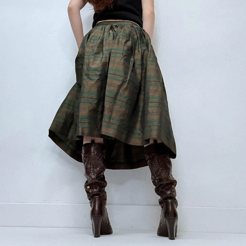 puff structured pleated pinstripe skirt