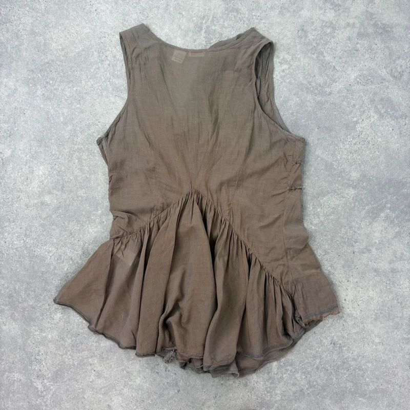 khaki brown draped slouchy asymmetric vest