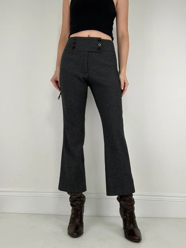 Grey thick waistband flared trousers