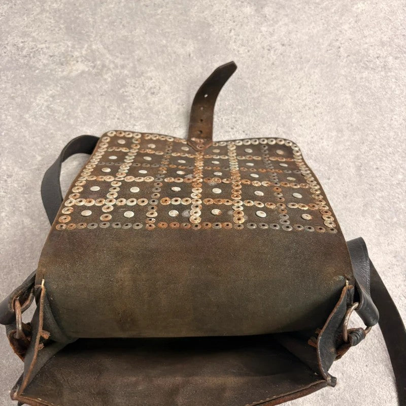 Black leather studded coin bag