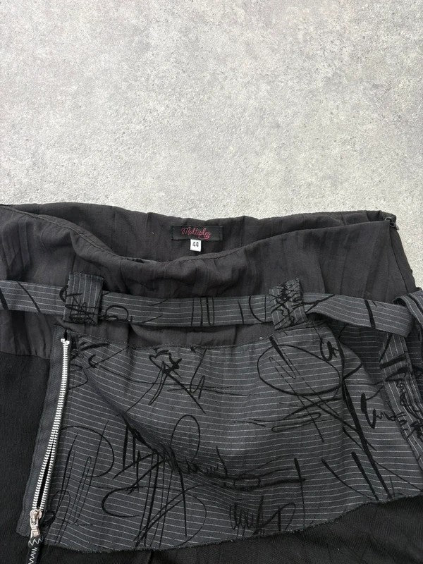 black pinstripe layered grunge maxi skirt