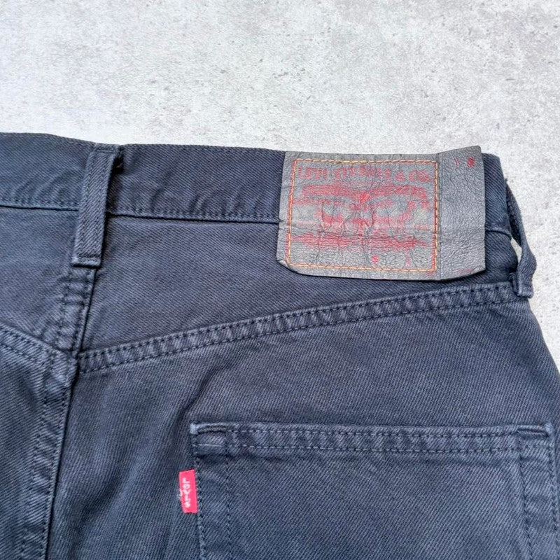 navy wide-leg straight Levi's jeans