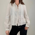 white cotton lace puff shirt