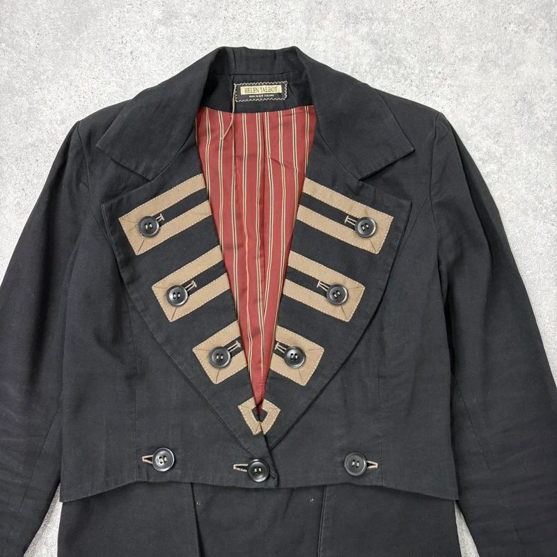 black cropped military napoleonic adjustable jacket
