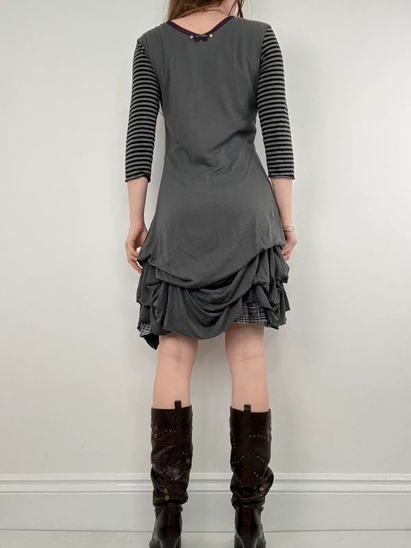 Cop Copine pinstripe gathered midi dress
