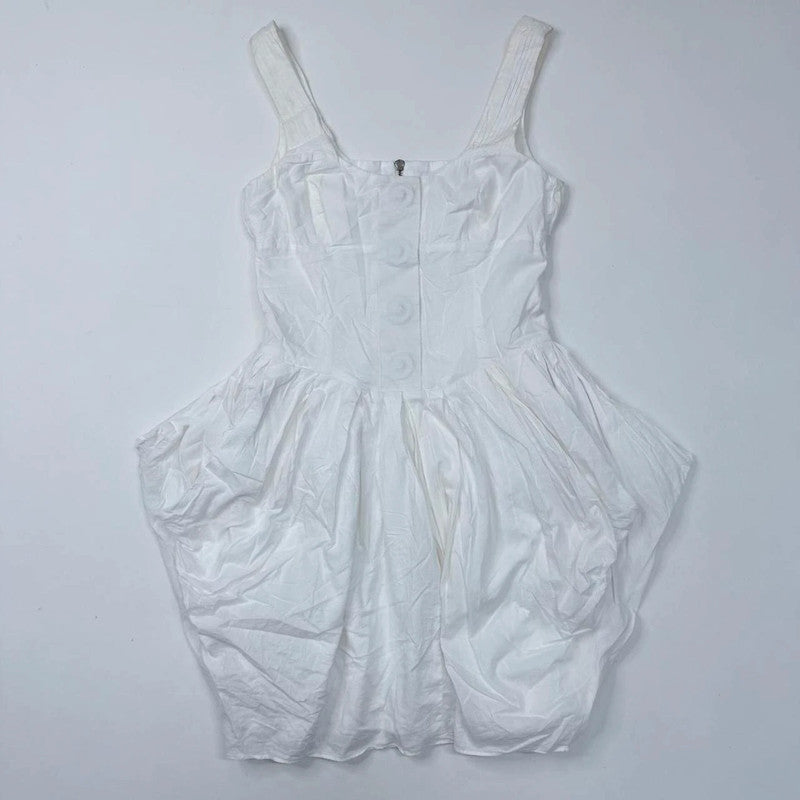 white puff gathered draped allsaints dress