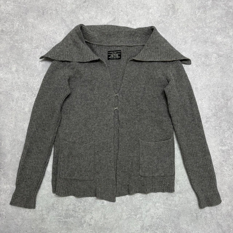 grey knitted slouchy waterfall cardigan