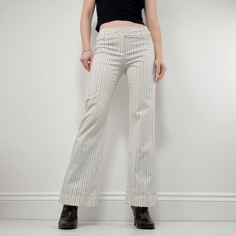 white pinstripe stright leg trousers