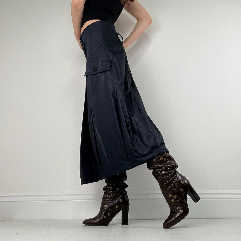 Sarah Pacini navy trench pleated skirt