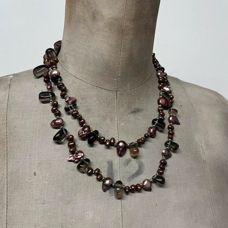 grunge pearl crystal necklace