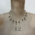 silver bead draped leaf necklace