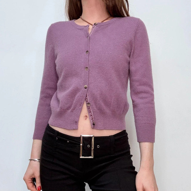 cashmere cropped lilac cardigan