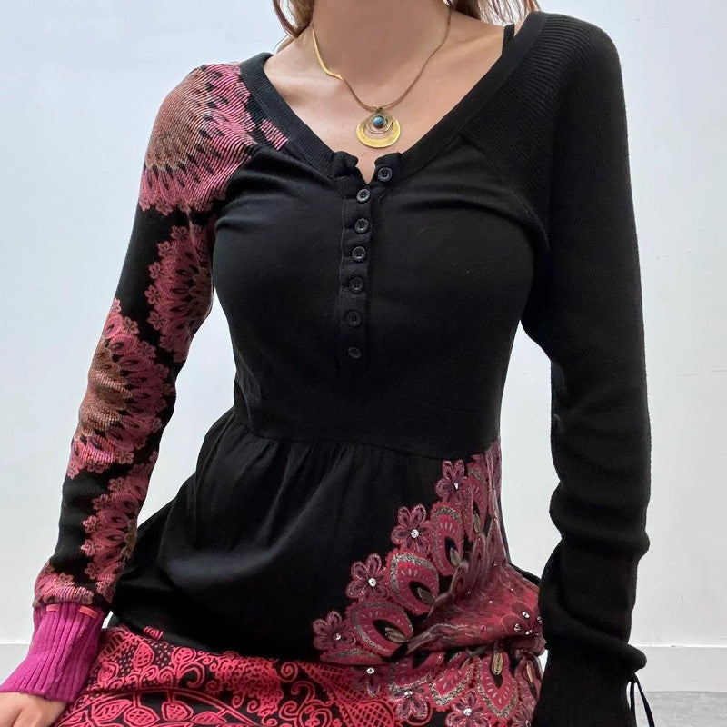 black desigual graphic y2k dress