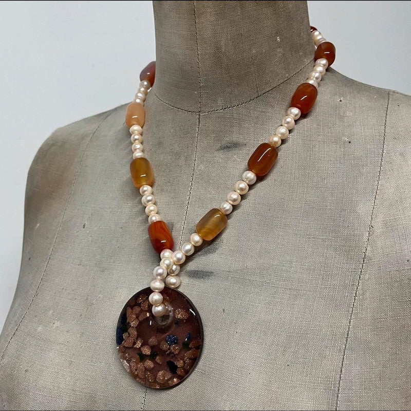 Chunky Pearl crystal necklace