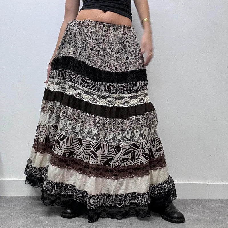 layered lace tiered fairy maxi skirt