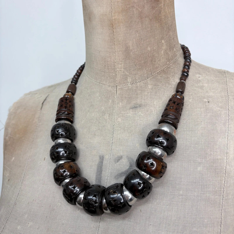 oversized chunky carved necklace
