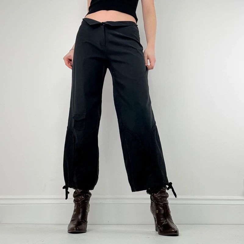 low rise wide leg capri pants