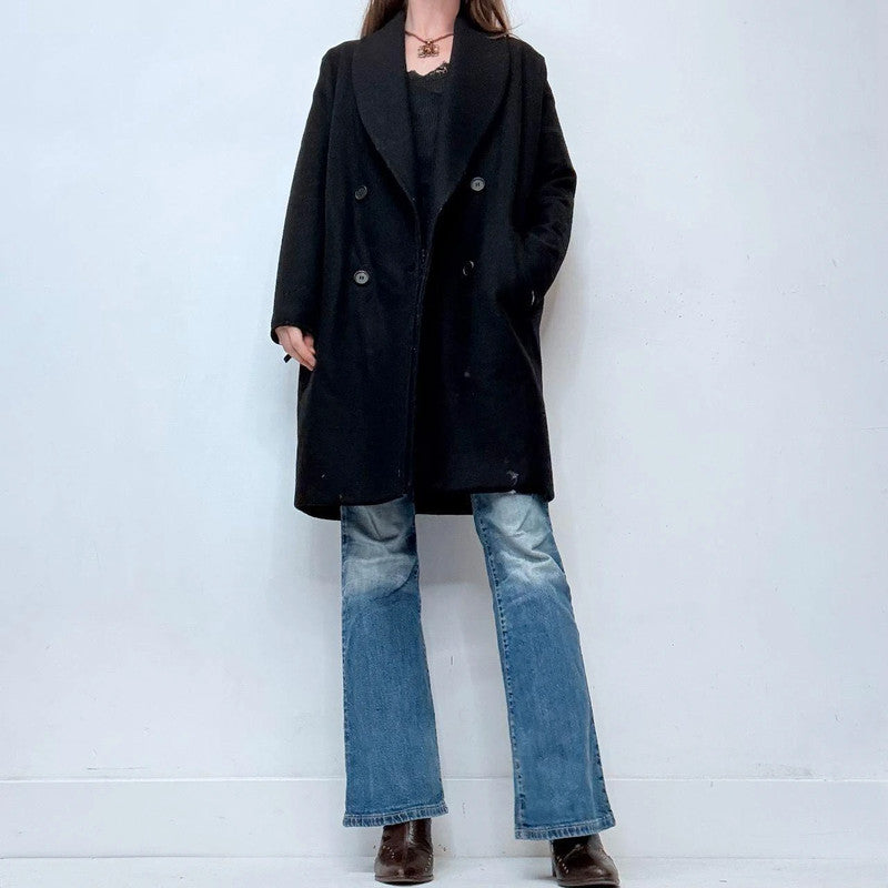 black wool allsaints slouchy peacoat