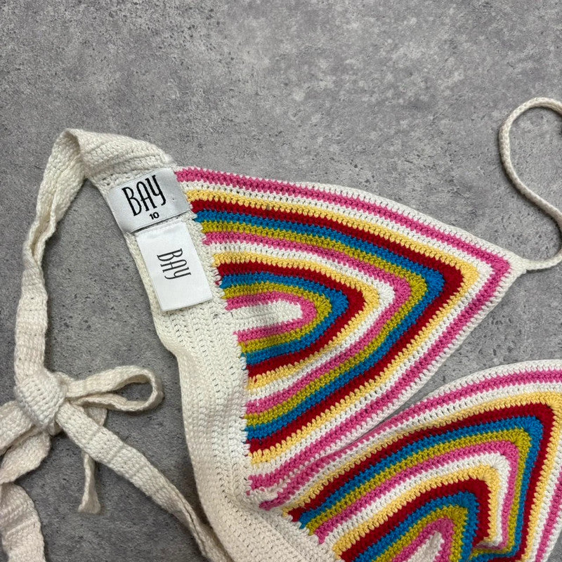 Rainbow crochet tie-up bralet