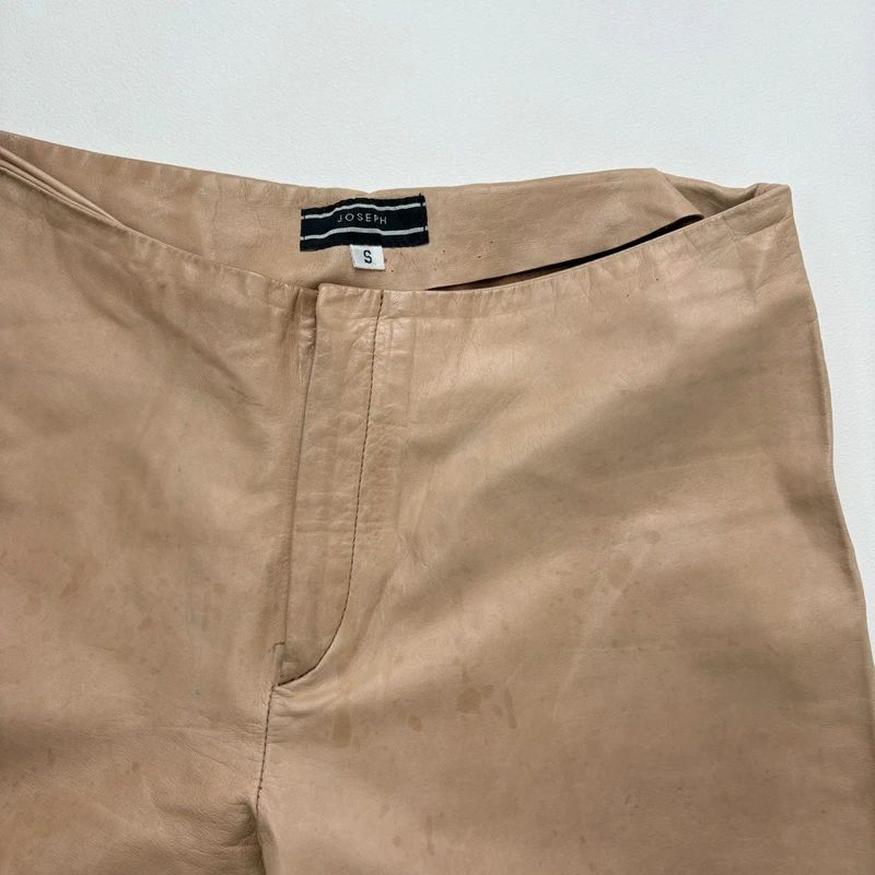 Joseph tan leather stright leg trousers