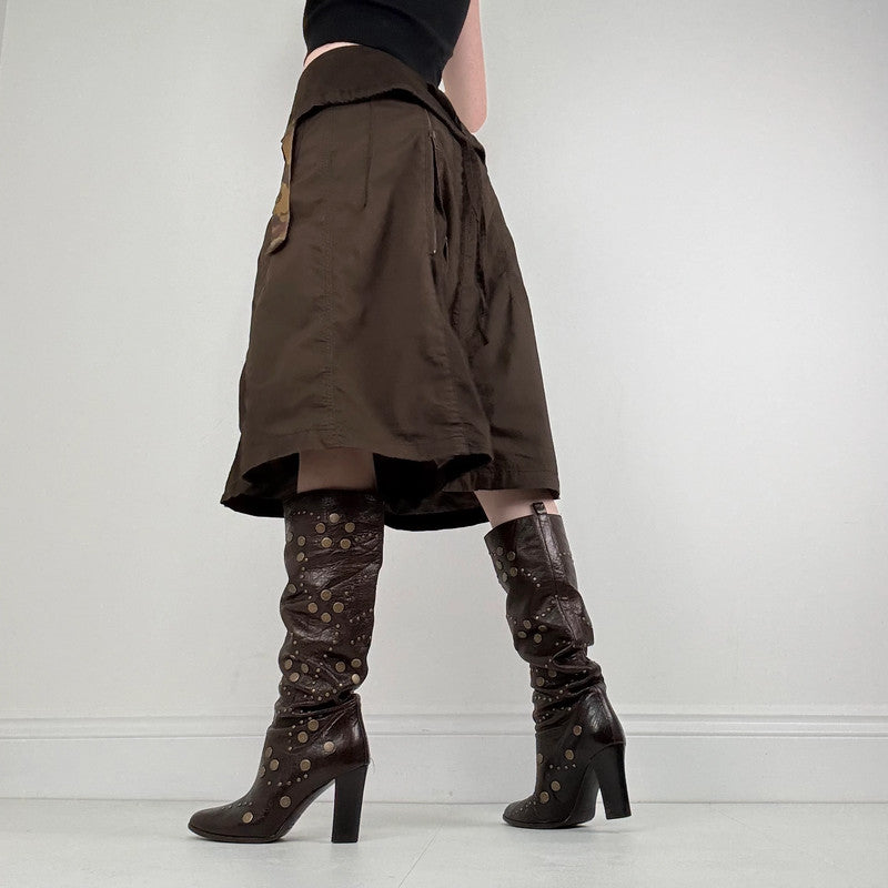 brown stuctured utility skirt