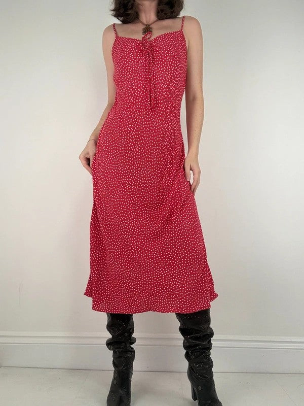 red polkadot cami slip maxi summer dress