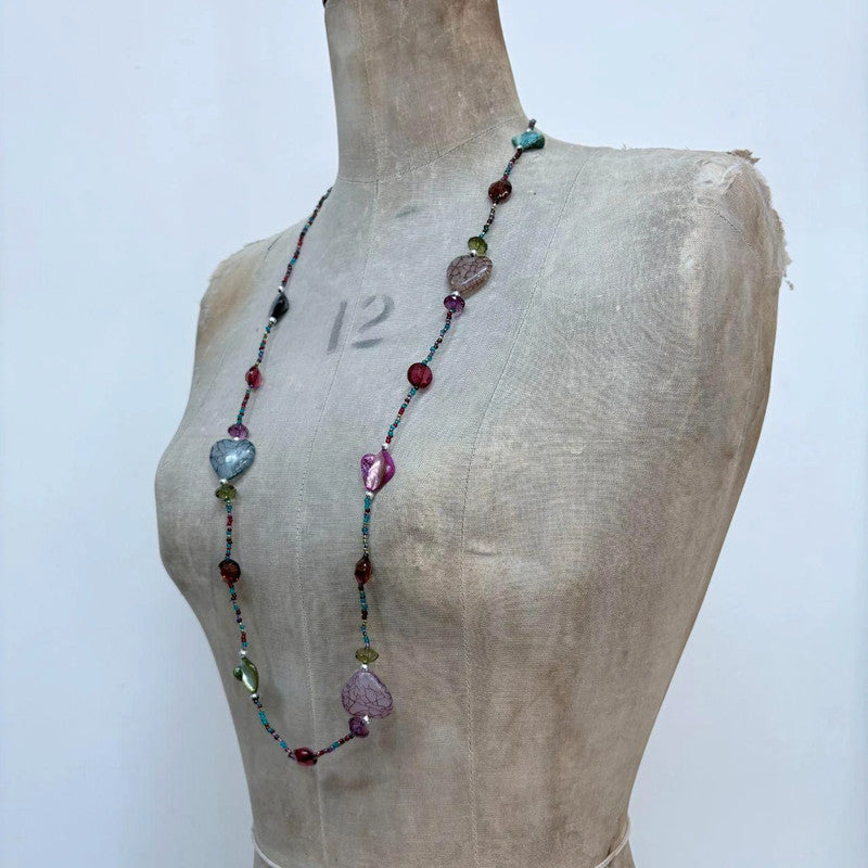 long beaded gemstone necklace