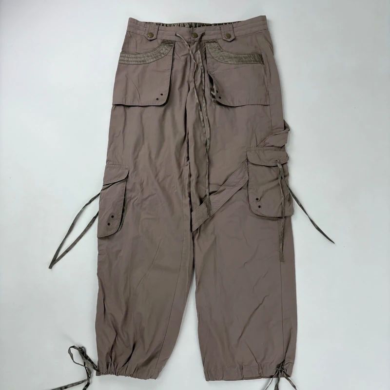 brown low rise tech trousers