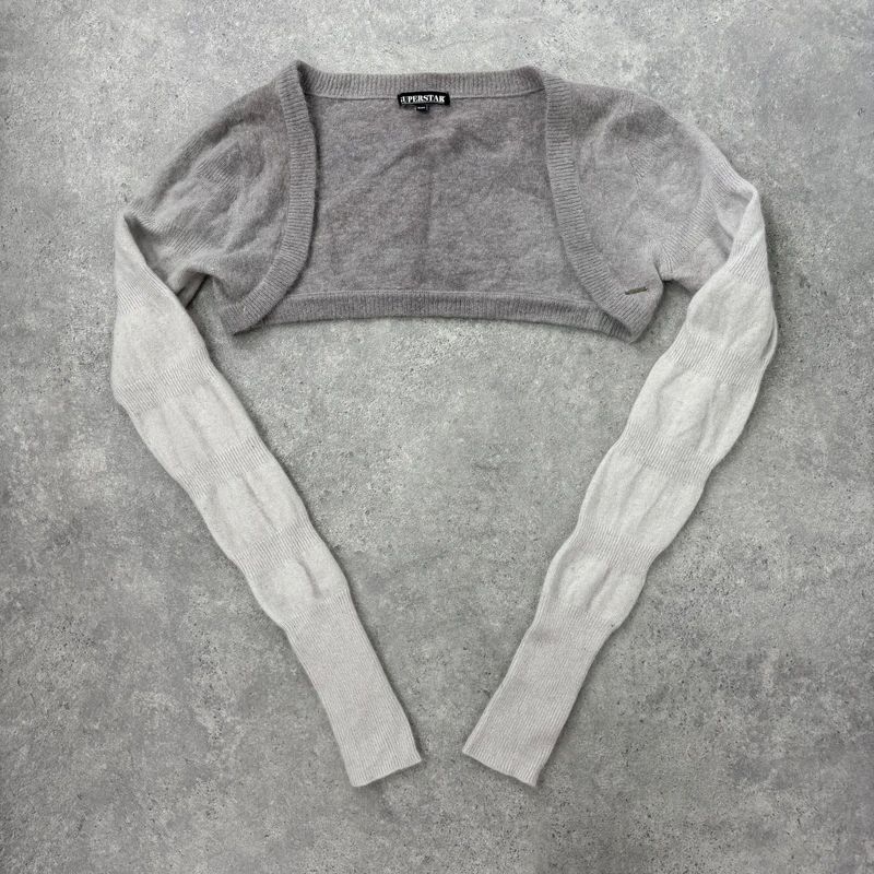 grey angora wool ballerina cropped bolero cardigan
